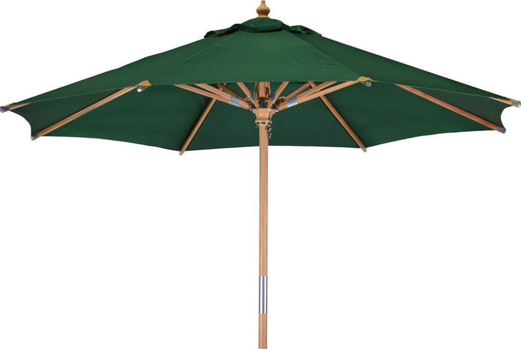 Sonnenschirm modern 300 cm grün als hochwertiger Marktschirm aus Holz mit UPF 50+