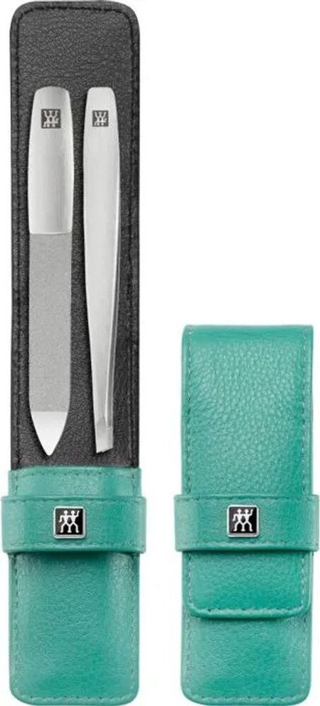 ZWILLING professionelle Maniküre Set 2tlg. mit Pinzette und Feile, Leder, Mint