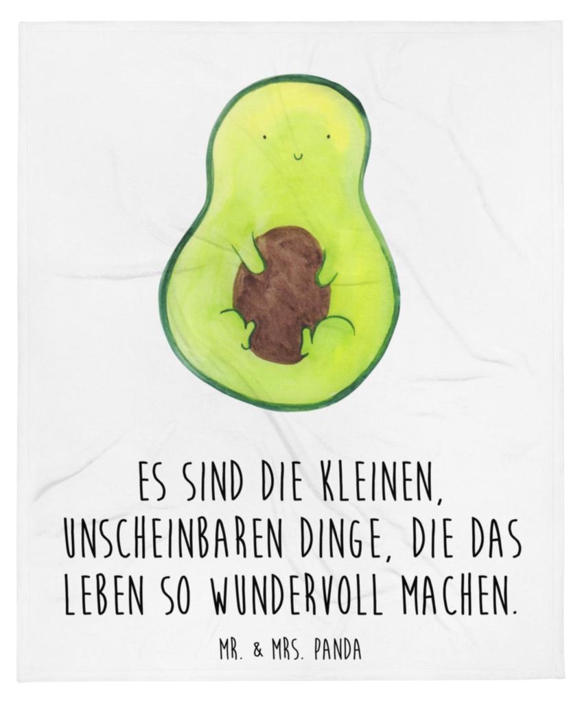 Mr. & Mrs. Panda Schlafdecke Avocado Kern - Weiß - Geschenk, Flauschige Decke, Wunder, Tagesdecke, Bettdecke, Kuscheldecke, Sofaüberwurf, Liebe, ...