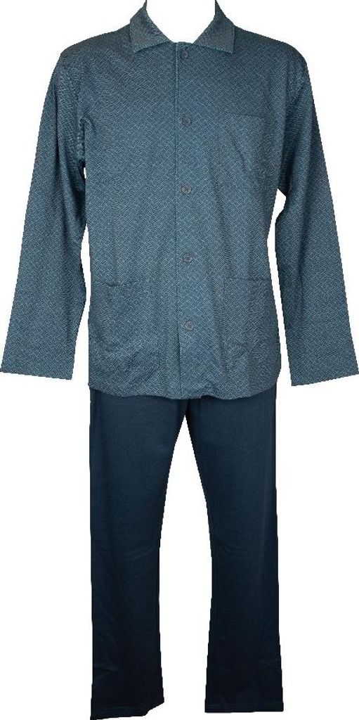 Herren Schlafanzug RAGNO Winter Interlock vorne offen mit Kragentaschen und Taschenartikel U689N7, Taglia 48, Cotone 100%