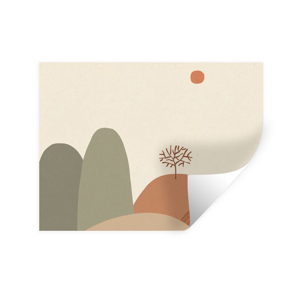 MuchoWow Wandtattoo Wandsticker Wandaufkleber Pastell - Berge - Landschaft - Abstrakt 160x120 cm Selbstklebend und Repositionierbar - Selbstklebe...