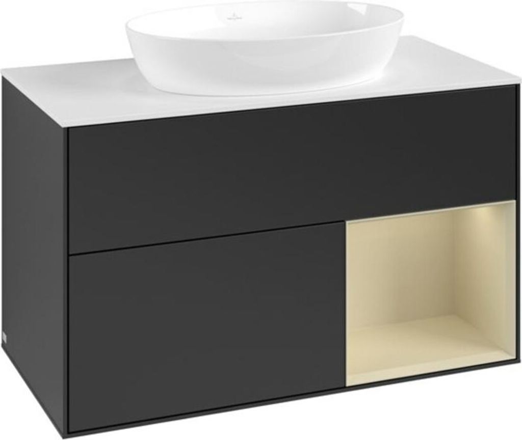 V&B Waschtischunterschrank Finion 100, Pl w m, Reg si Gr m Lac, bla m Lac