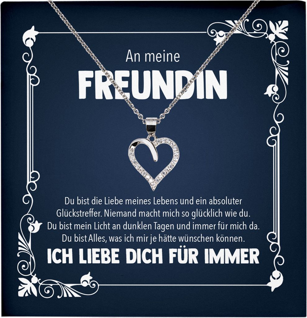 22Feels Echt Silber Halskette - Jahrestag Geschenk Frauen Schmuck Set Freundin Valentinstag Geburtstag Weihnachten - Herz Anhänger, Karte