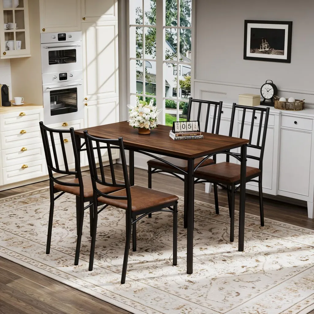 Table à manger compacte 110 cm pour petits espaces avec 4 chaises set