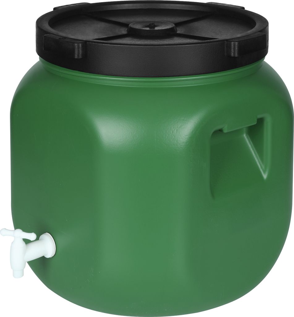 Weithalsfass Futtertonne Fasssilage Regen Fass Gepäcktonne 40 Liter mit Deckel Wasserhahn grün