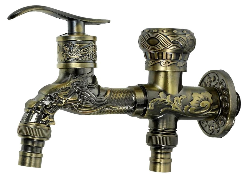 Zinklegierung Wasserhahn mit zwei Auslässen für Waschmaschine und Badezimmer