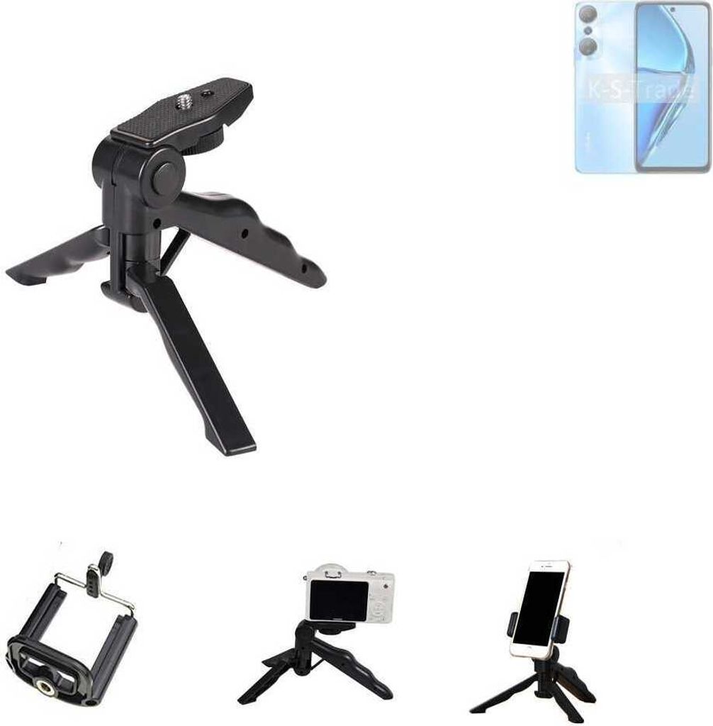 K-S-Trade Stativ Tisch-Ständer Dreibein Handy-Stativ Ständer kompatibel mit Infinix Hot 20 Mini-Stativ Smartphone Tripod Handy-Stativ aus Plastik
