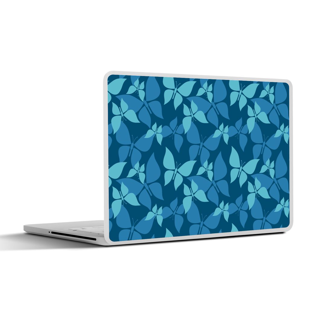 MuchoWow Laptop Aufkleber Sticker Cover Schmetterlinge - Muster - Blau 25x18 cm - Laptop-Deko