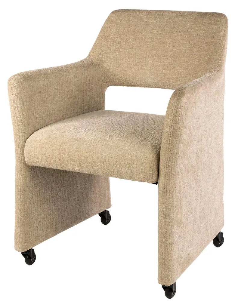 Chaise FURNLUX Forma bicolore 61 cm en tissu crème et pieds noirs