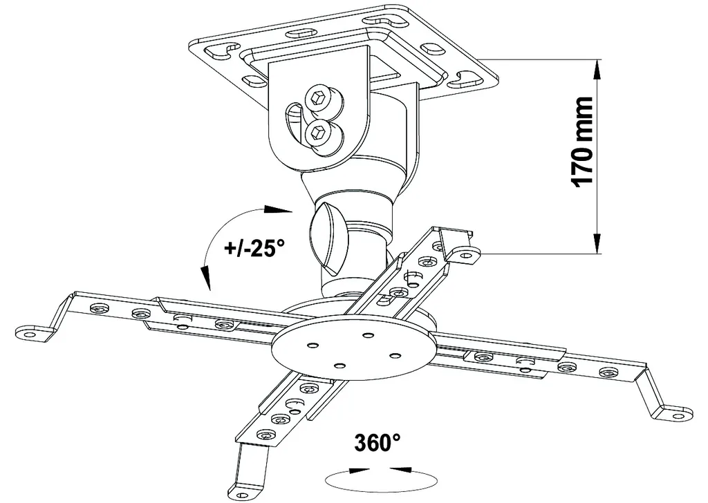 Support plafond vidéoprojecteur 20kg Transmedia réglable haute qualité