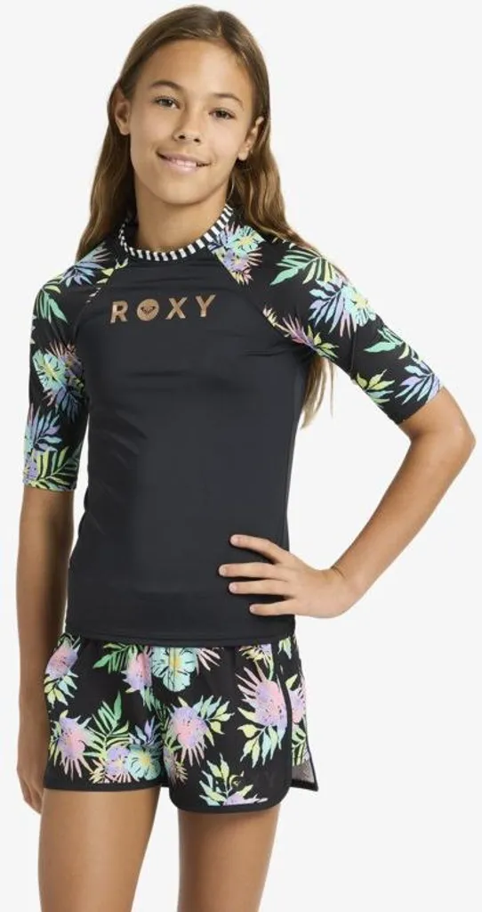 Roxy Active RG SS Spandex Antracite Aquarella 10 - Protezione UV Ragazza