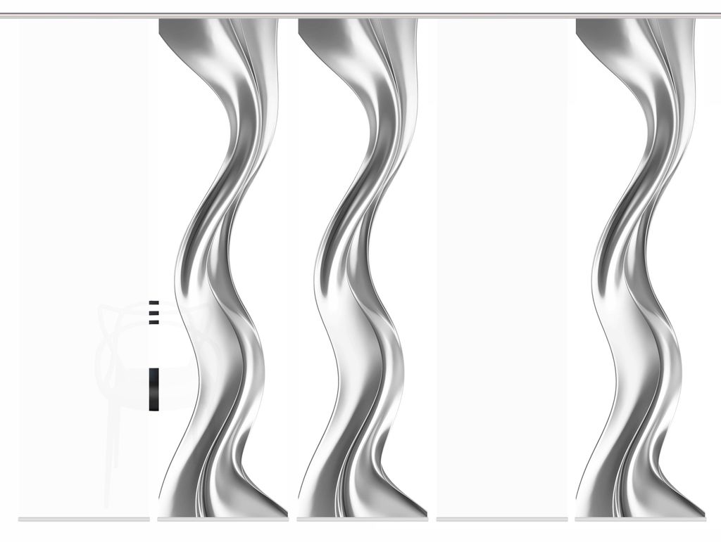 Schiebegardine OAKLEY, Seidenoptik, Digitaldruck, 245x60 cm, Wellenmotiv, mit Zubehör