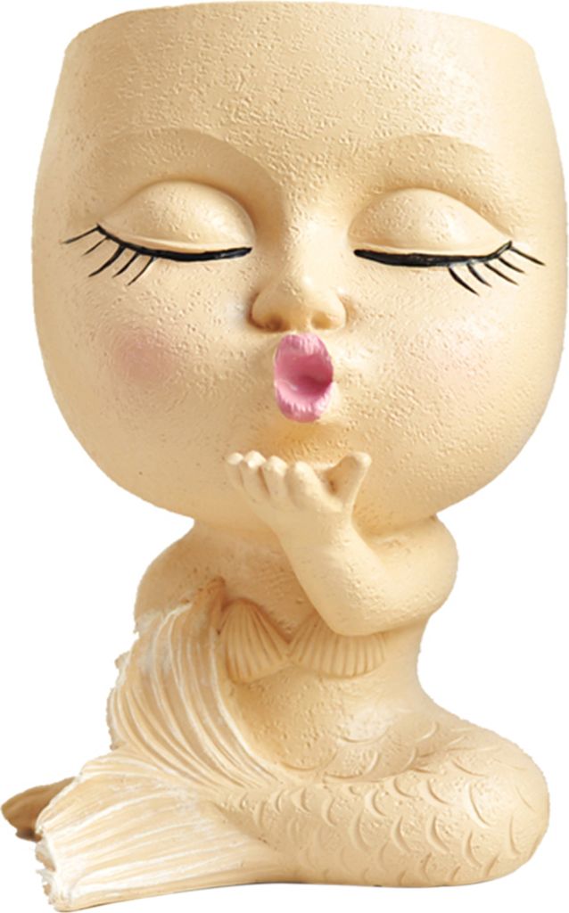 Gesichts-Pflanztopf mit Abflussloch, Kunstharz, küssende Frauenkopf-Figur, Blumentopf, Pflanzenbehälter für drinnen und draußen, Dekoration fü...