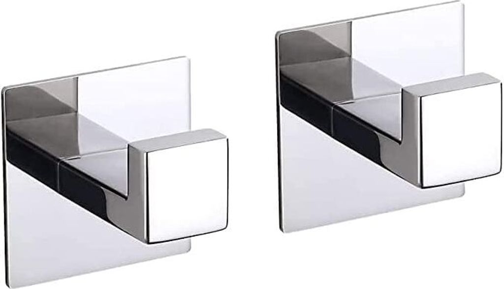 Handtuchhaken Selbstklebend Ohne Bohren, Edelstahl Rostfrei Wandhaken Handtuchhaken Ideal für Küche Bad Handtuchhalter Schlafzimmer, 2 Stück-Chrome