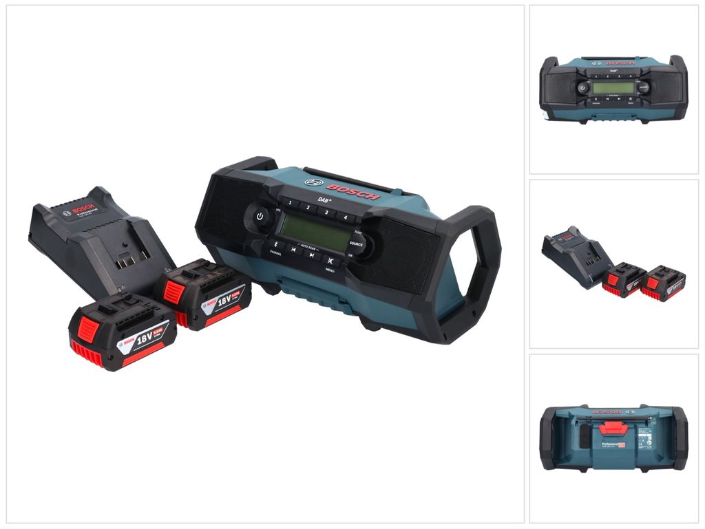 Bosch GPB 18V-2 SC Professional Akku Baustellenradio 18 V DAB+ Bluetooth AUX + 2x Akku 5,0 Ah + Ladegerät