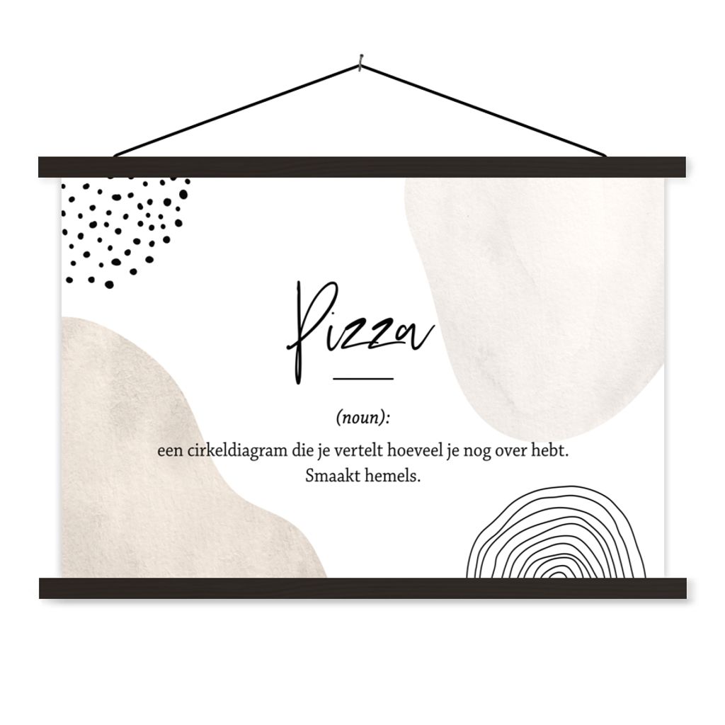 MuchoWow Textilposter Pizza - Wörterbuch - Sprichwörter - Zitate - Pizza definition 120x80 cm mit schwarzem Rahmen - Wanddeko