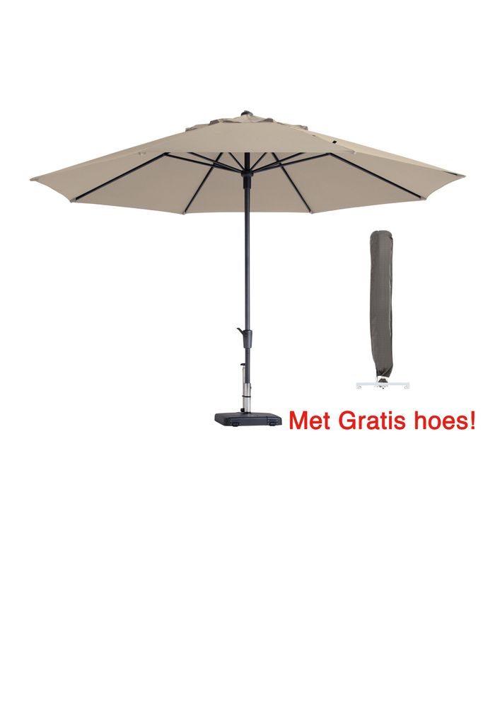 Rundsonnenschirm Ecru Madison Timor 400 cm mit Hülle | Hochwertiger Sonnenschirm Rund von Madison | XXL-Sonnenschirm mit 100 % Polyester-Bezug
