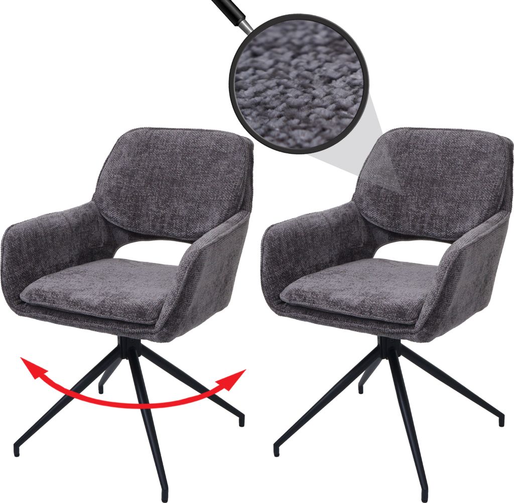 2er-Set Esszimmerstuhl MCW-N74, Küchenstuhl, drehbar Produktbild 