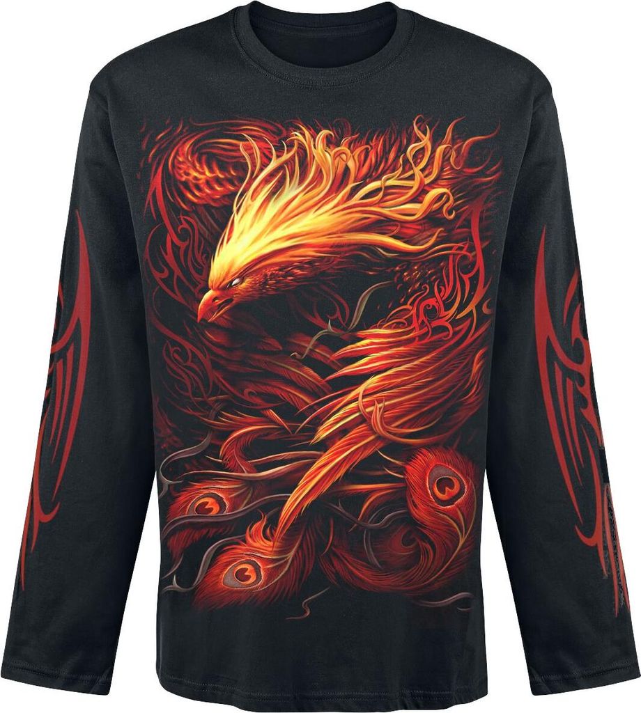 Spiral Langarmshirt Herren Phoenix Arisen schwarz M