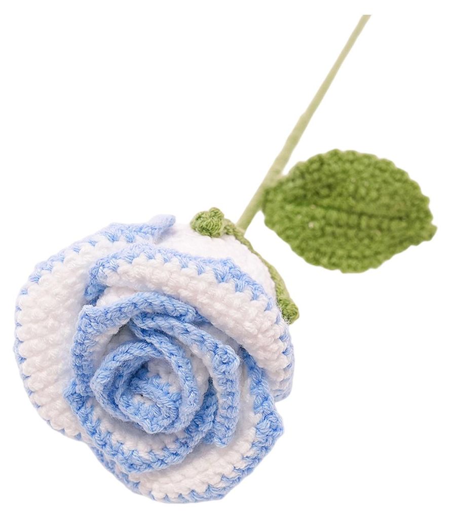 Handgehäkelter Rosenstrauß mit Blättern – künstliches Rosengeschenk zum Valentinstag, Jahrestag oder Geburtstag für Frauen, Lehrerinnen, Mü...