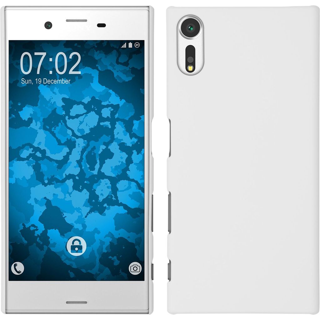 PhoneNatic Case kompatibel mit Sony Xperia XZs - Hülle weiß gummiert Hard-case + 2 Schutzfolien