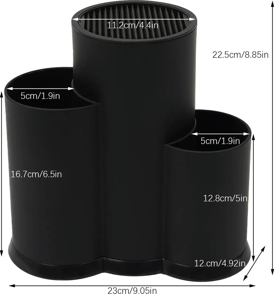 Ceppo Coltelli Vuoto 3 in 1 Nero | L'Essenziale per il Vero Cuoco - 2