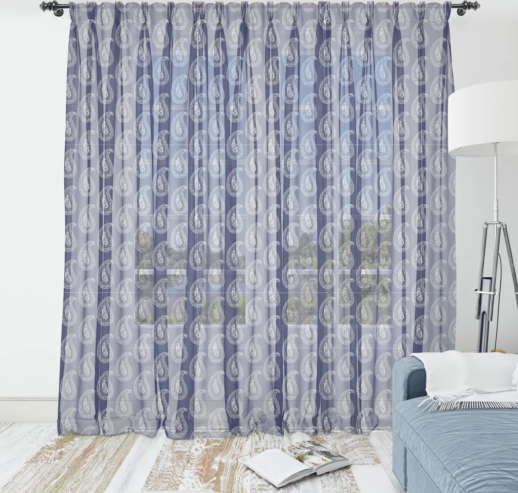 Tapisserie ABAKUHAUS Paisley Indigo 160x274 cm en Satin Soyeux Décoratif
