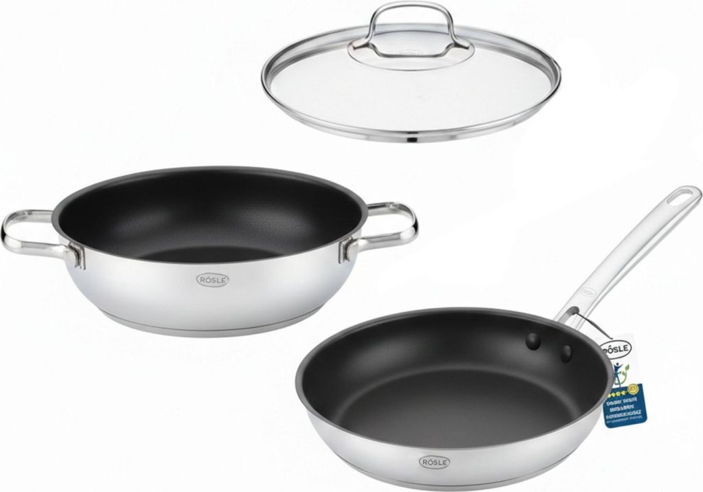 RÖSLE Elegance Set Bratpfanne 28 cm und Servierpfanne 28 cm mit 1 Deckel ProCera