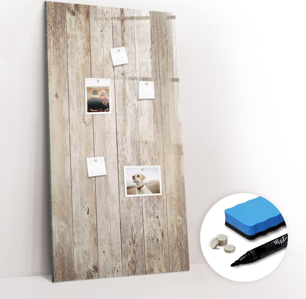 Magnetpinnwand Memoboard - Zubehörsatz - Schwarzer Marker + Schwamm + Magnete - 60 x 120 cm - Holzbretter