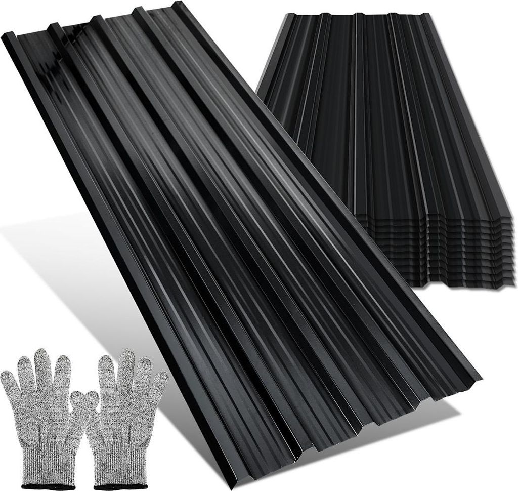 Faziango 24x Profilblech Trapezblech Dachblech, Verzinktes Stahlblech - Wellenprofil in Grün, Stahl Außenbereich Dachplatten, für Dächer, Carports