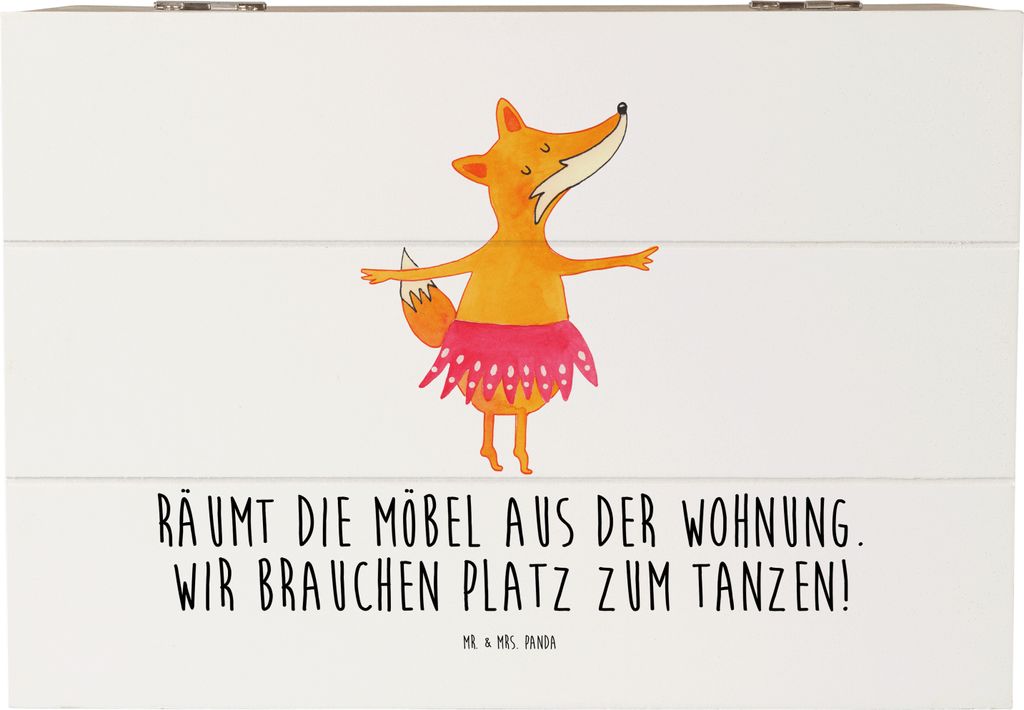 Mr. & Mrs. Panda Box Fuchs Ballerina 22 x 15 cm - Weiß - Geschenk, Geschenkbox, Feier, Geburtstag, fotobox, Party, schatztruhe, Schatzkiste, Tanze...