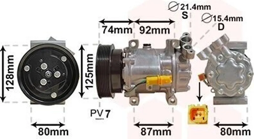 Compresseur de climatisation VAN Wezel 4300K452 2 pôles pour Renault