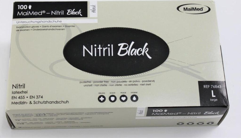 Nitrilhandschuhe 'Nitril Black', puderfrei, 100 Stück Gr. L Produktbild 