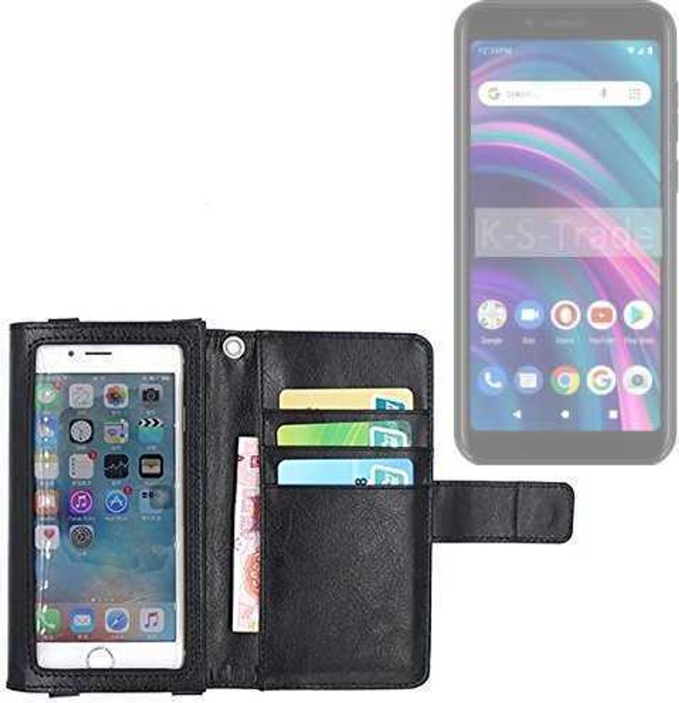 K-S-Trade Handy Hülle Schutz Hülle Kompatibel mit BLU Studio X5 Max Case mit Displayschutz / Schutzfolie Flip Cover Wallet case Etui Hülle schwarz