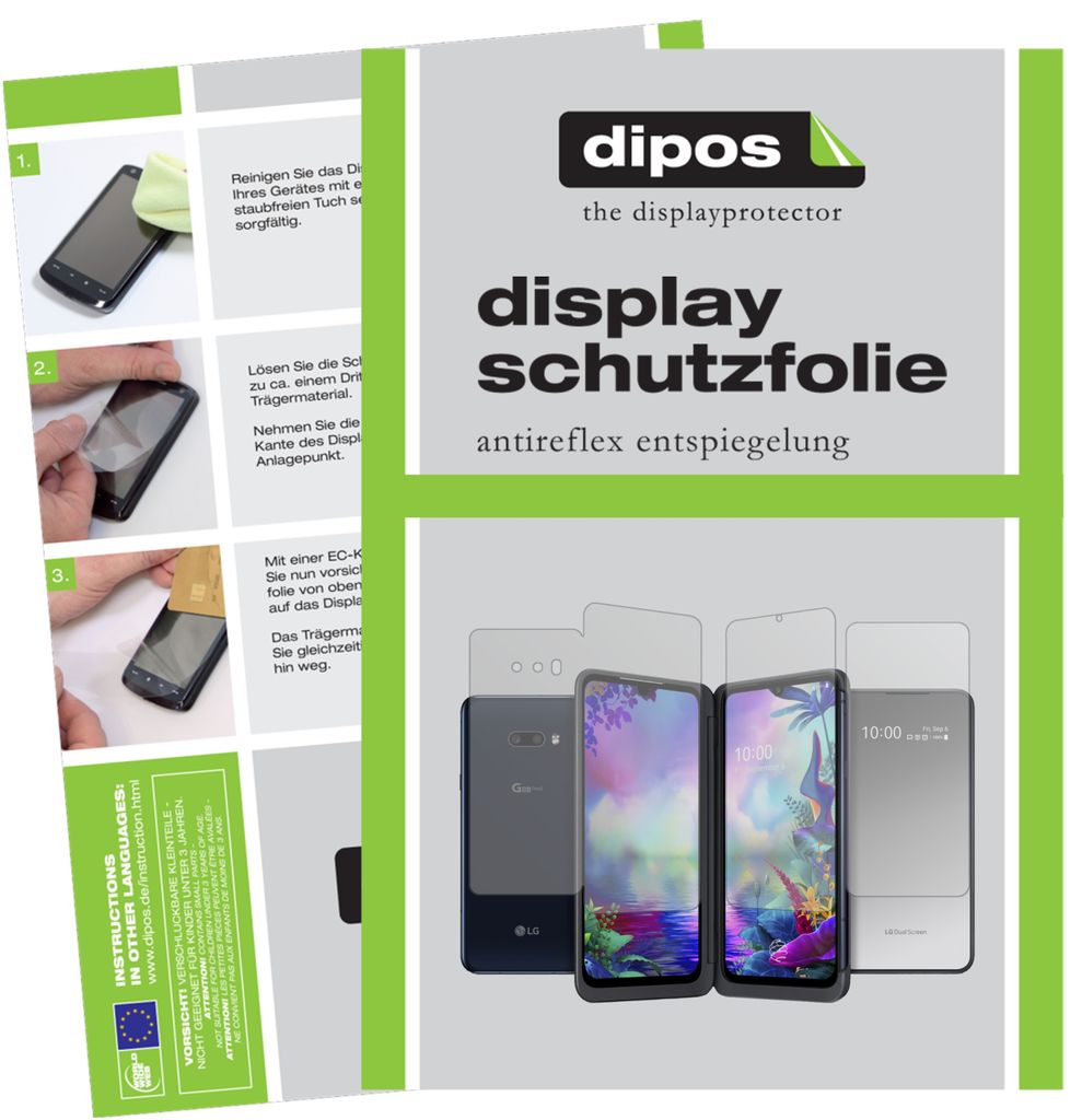 5x Schutzfolie für LG G8X ThinQ Dual Screen matt Displayschutzfolie Folie Display Schutz dipos