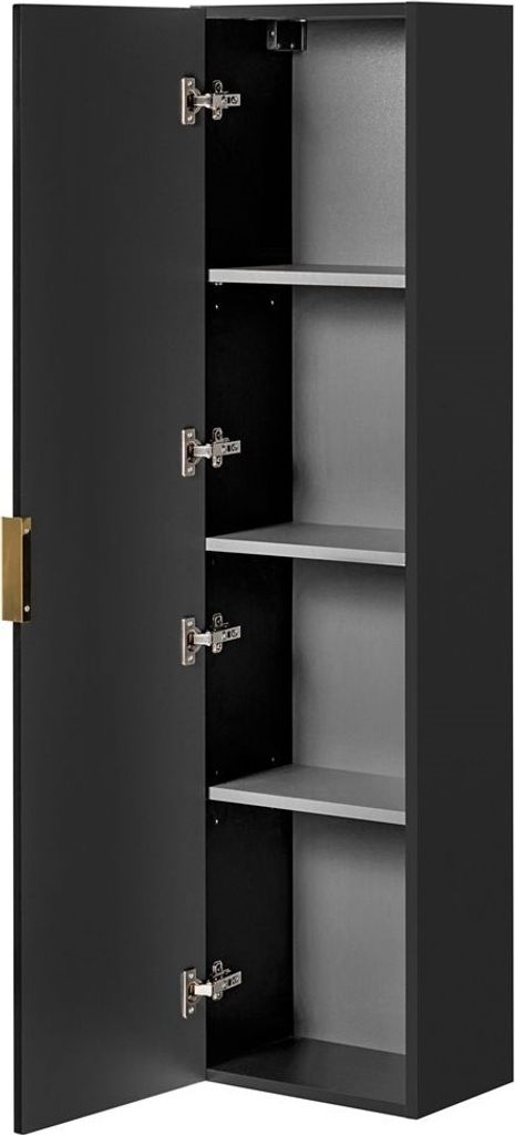 Badmöbel Hochschrank 1-türig ADELAIDE-56-BLACK  in matt Produktbild 5