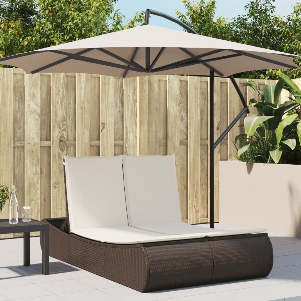 "im Angebot" Doppel-Sonnenliege - 2-Personen-Liegestuhl - für den Garten - mit Auflagen Braun Poly Rattan - Gartenliegen CC16923