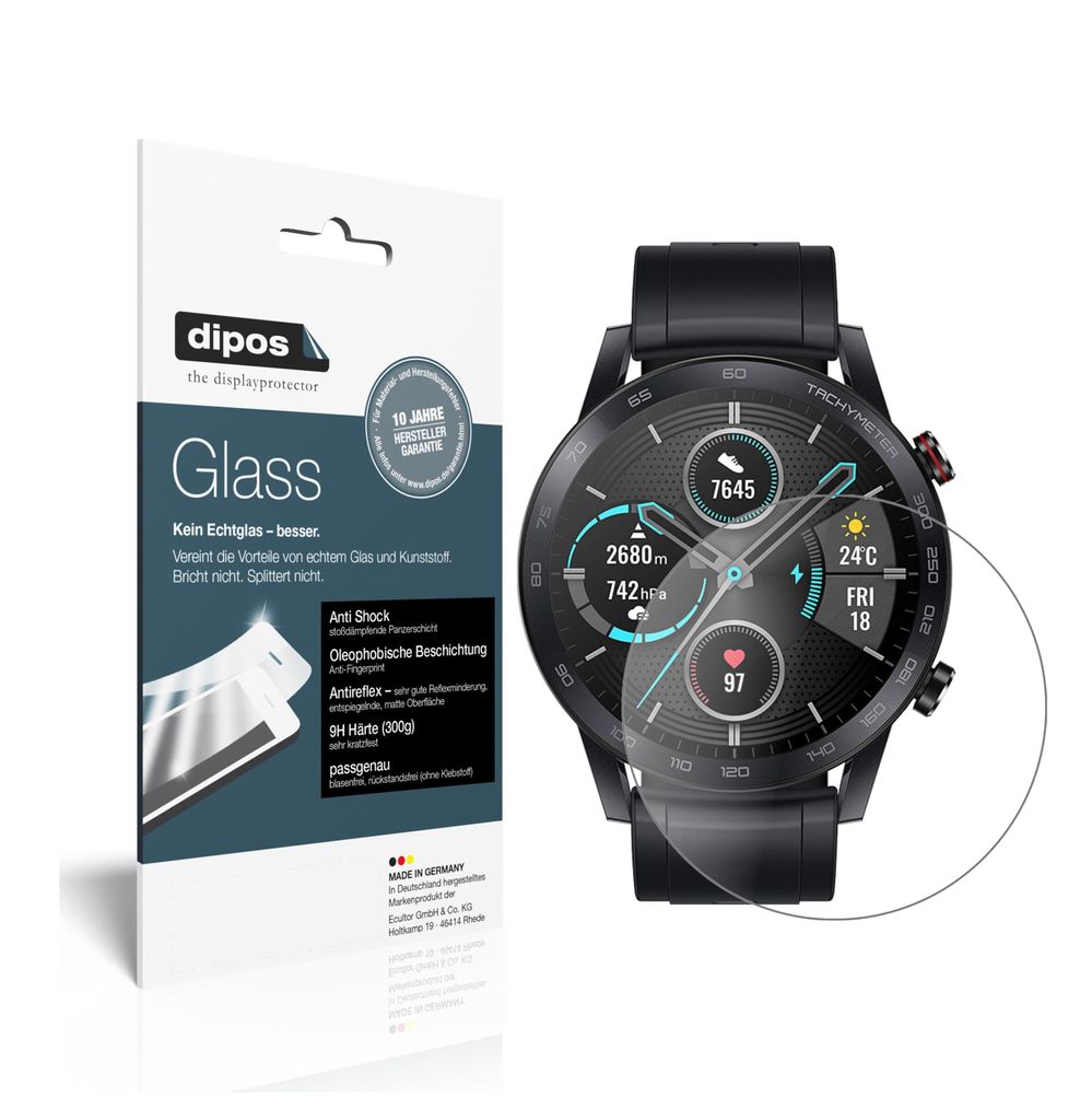 2x Schutzfolie für Honor Magic Watch 2 46mm matt - Anti-Shock 9H Folie dipos Glass Kunststoffglas