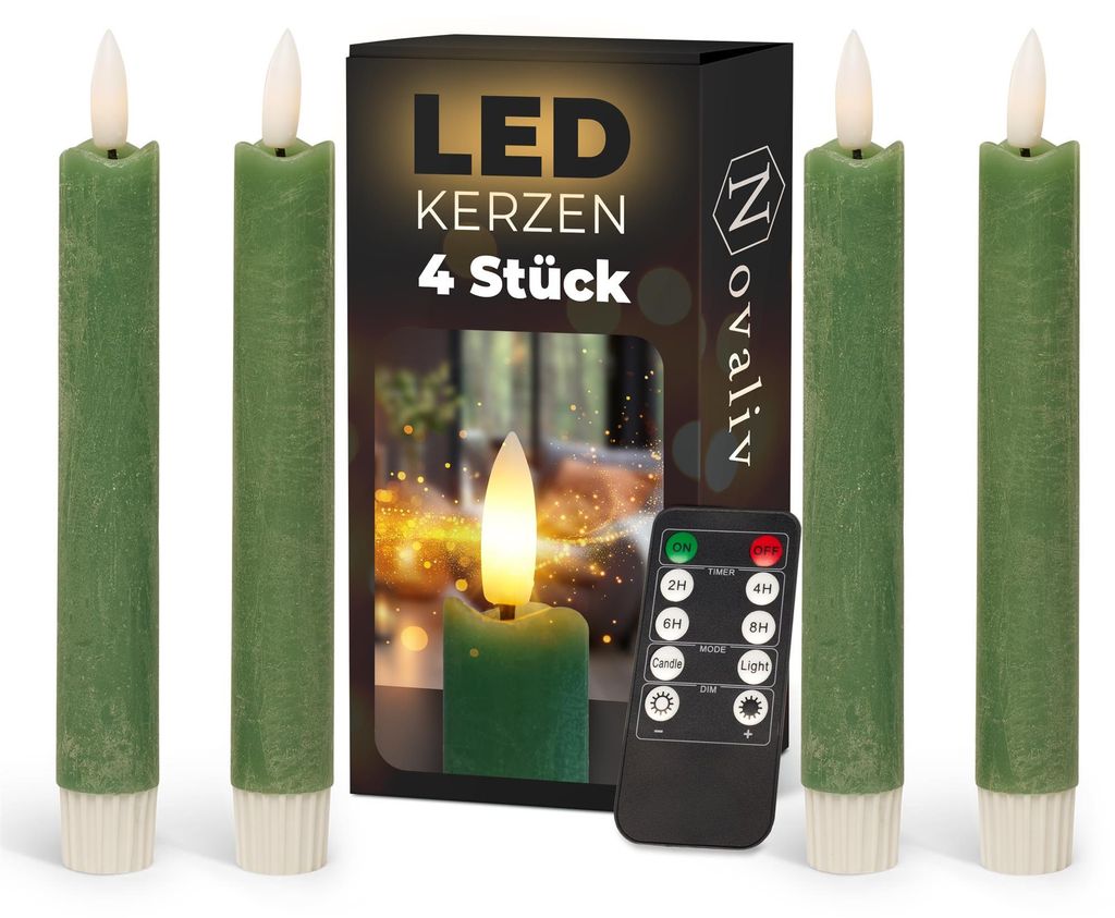 Stabkerzen LED mit Timer Grün 4 Stück Grün indoor - 6 Produktbild 
