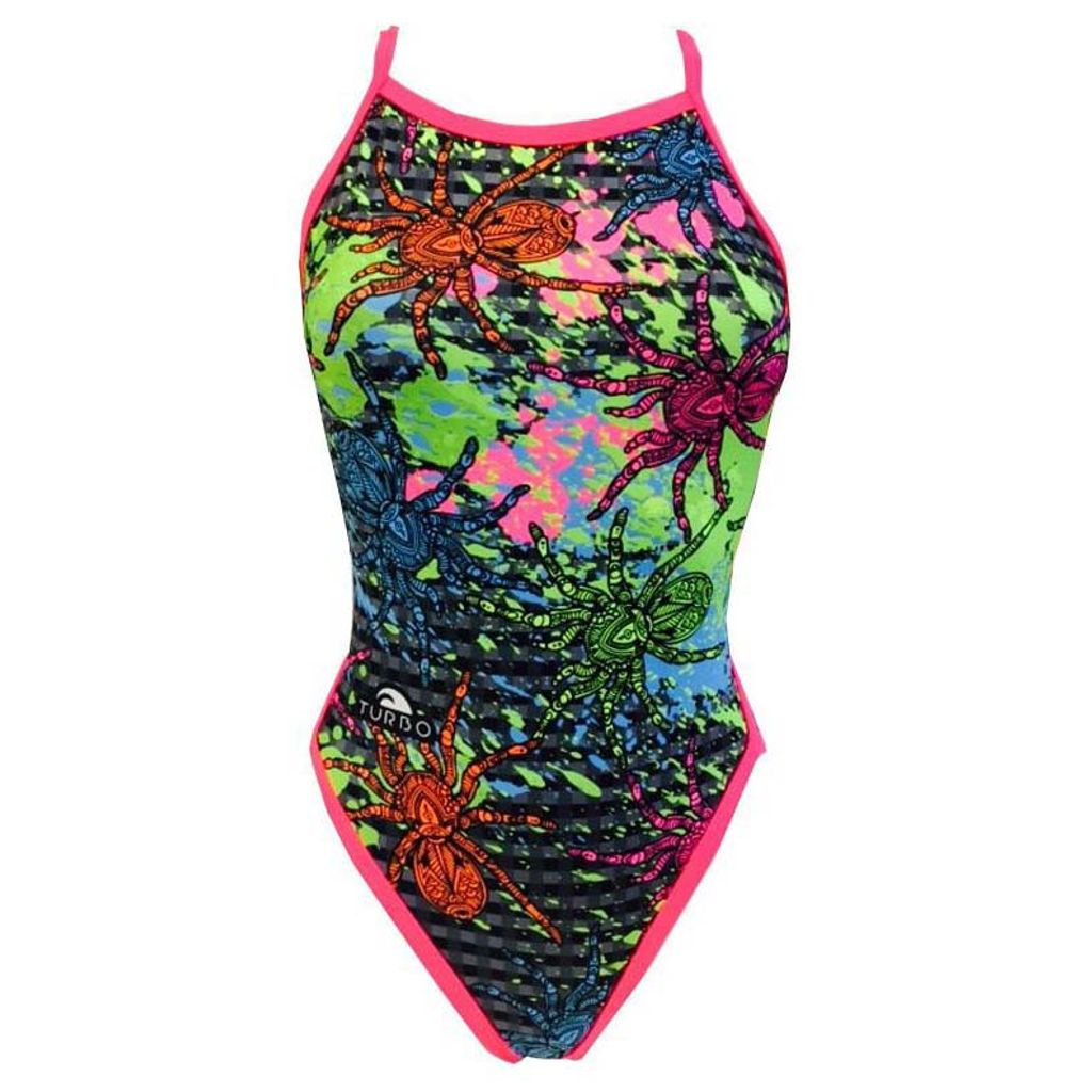 Turbo Acno Fluor Badehose, Größe S, Grau, dünn gestreift, chlorbeständig, mit Frontfutter