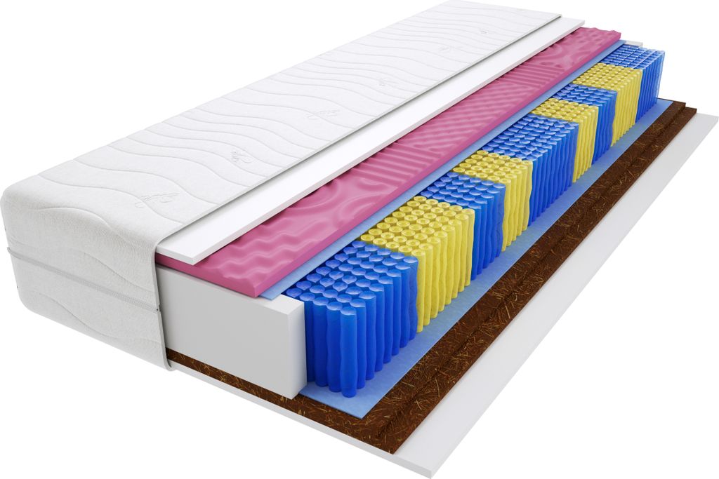 Matratze 100x190 cm Doppelmatratze, H3 & H5 Federkernmatratze, Taschenfederkernmatratze 19 cm Hoch Kokosfaser Profilierter Moletschaum Hypoallergen...