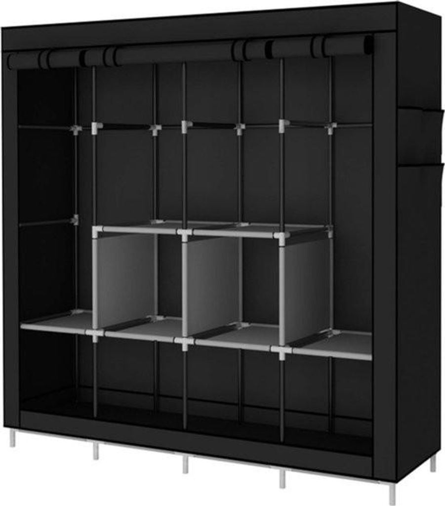 Tragbarer Kleiderschrank – platzsparendes Design – mit 4 Kleiderstangen