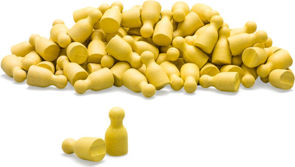 Satz aus 100 Spielfiguren in gelb