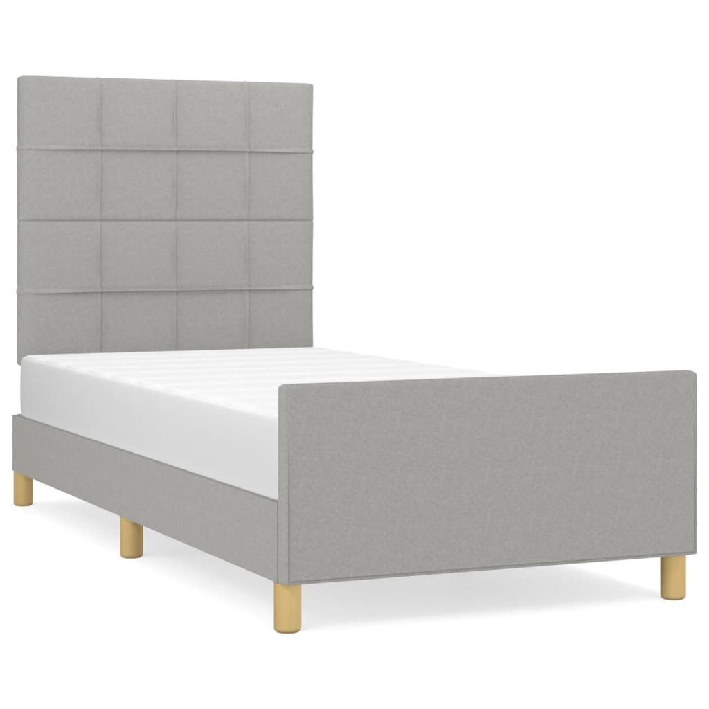 vidaXL Cadre de lit sans matelas gris clair 90x200 cm Tissu Image du produit 