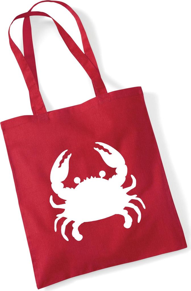 Huuraa Jutebeutel Krabbe Silhouette 10 Liter Classic Red Baumwolle Tasche Geschenkidee