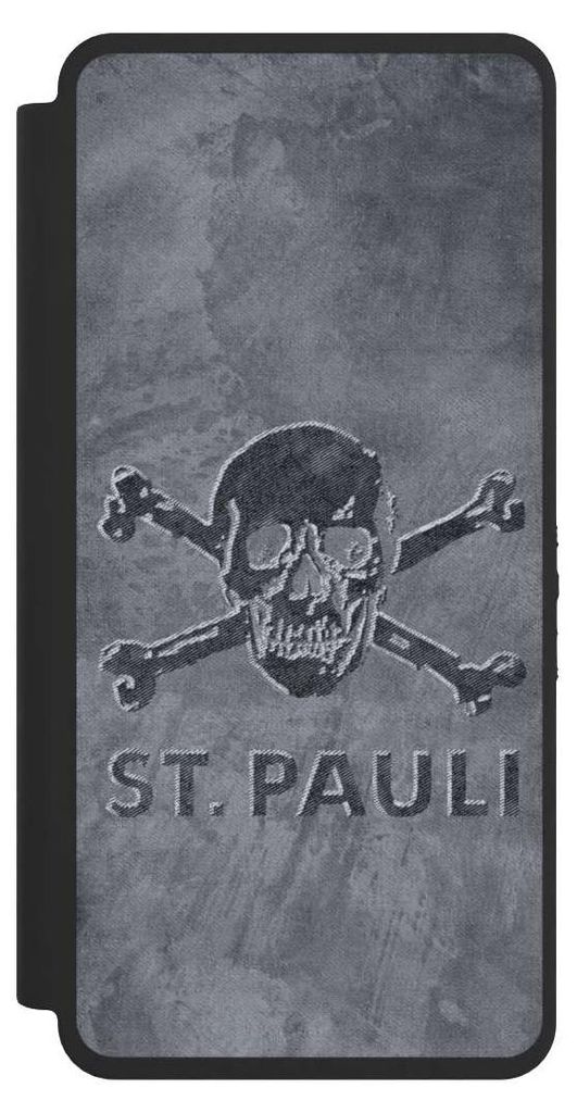 NIVOCASE Klapphülle für Samsung Galaxy S26 Ultra Handyhülle aus Kunst Leder NIVOflip schwarz Beton FC St. Pauli Logo
