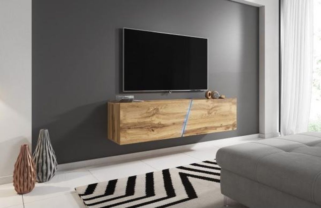 copy of TV-Hängeschrank KLARA weiß 155x35x40 cm VIVALDI Farbe: Eiche,