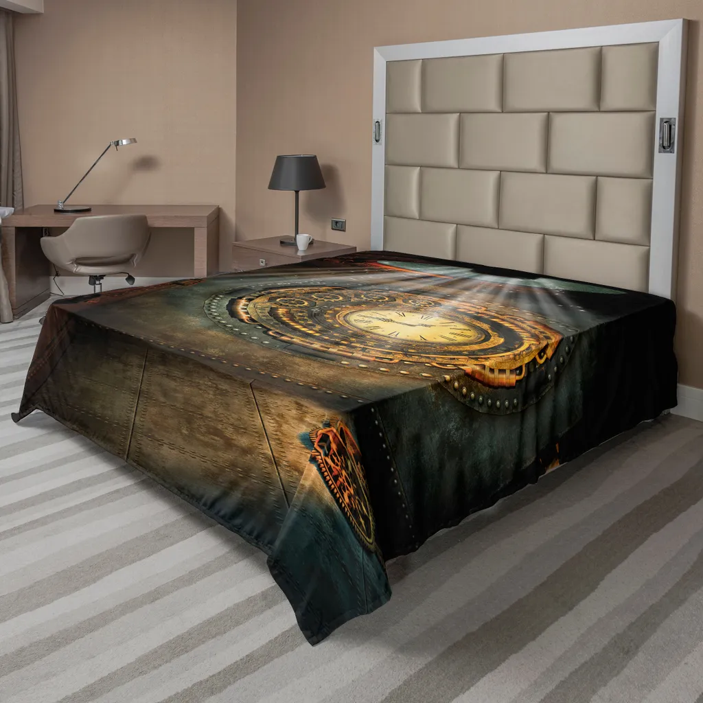 Drap plat anti-plis et doux 266x260 cm ABAKUHAUS Motif Ciel et Horloge