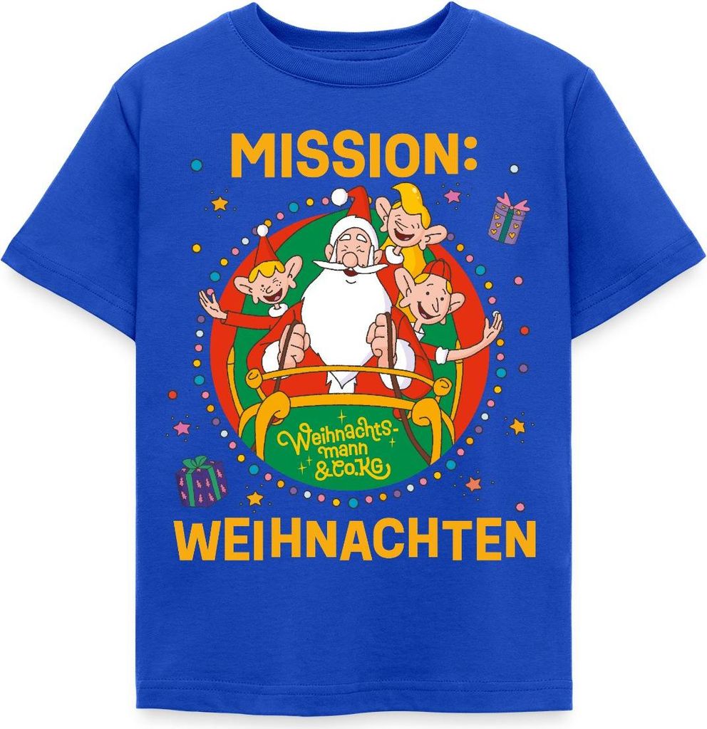 Spreadshirt Weihnachtsmann & Co. KG Mission Weihnachten Kinder T-Shirt, 110/116 (5-6 Jahre), Royalblau