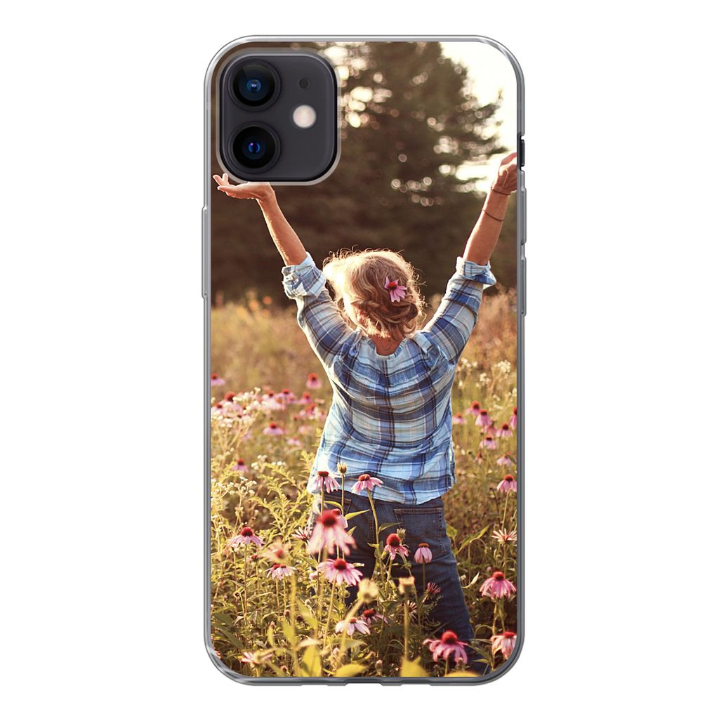 MuchoWow Handyhülle Schutzhülle Hülle für iPhone 12 mini Frau - Blumen - Frühling Silikon Softcase Handy Hülle - Bild